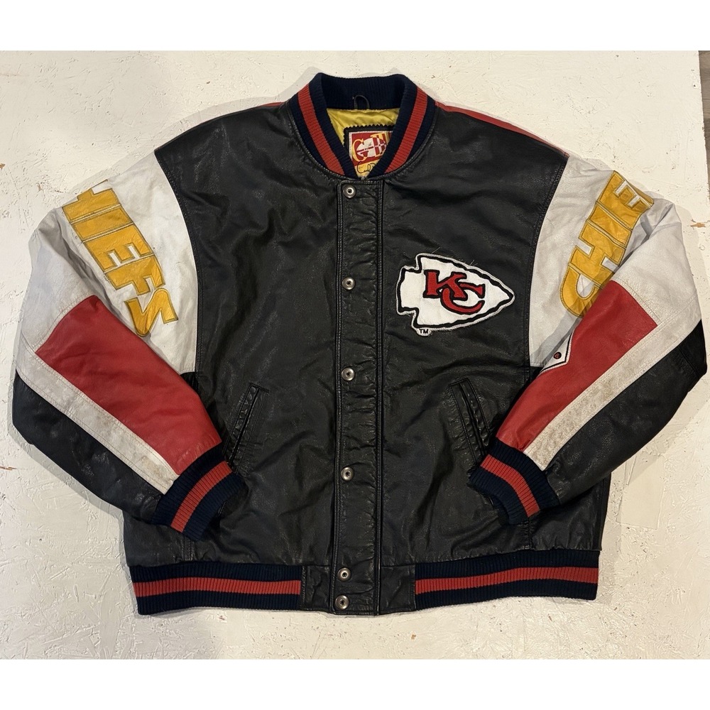 Vintage  G-III Carl Banks Kansas City Chiefs NFL Leather Jacket Mens XL Rare